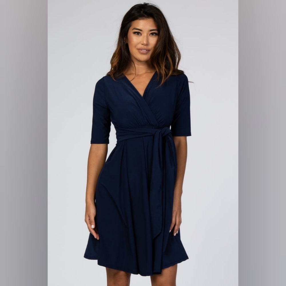 Pinkblush Navy Wrap Tie Dress
